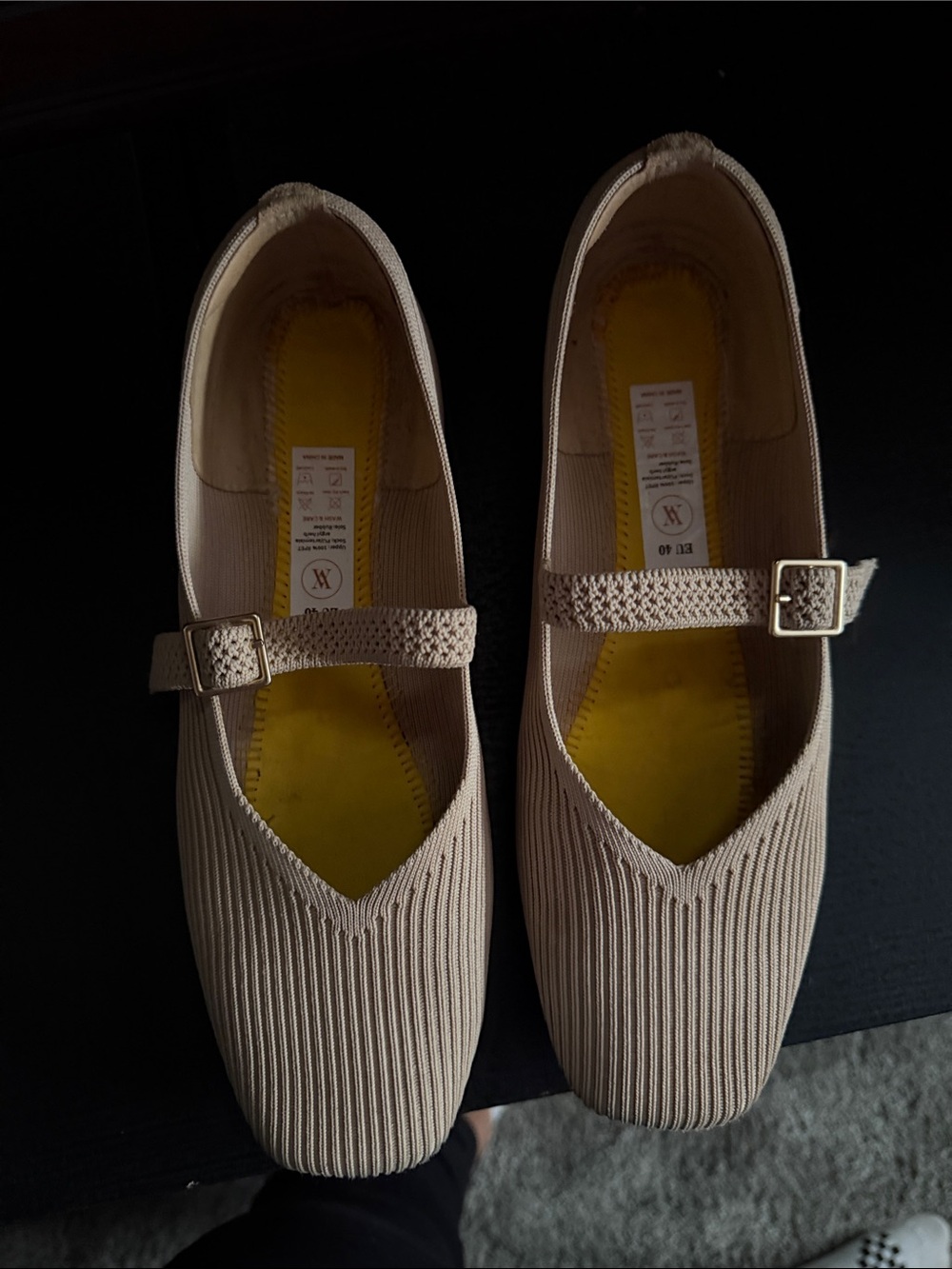 Vívaia Women’s Beige Mary Jane Flats with Buckle Strap euro size 40